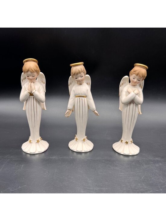 napco Other - Vintage Angel Figurines Set Of 3 Mid Century Hand Painted Napco Japan 1962 READ